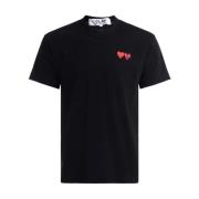 Comme des Garçons Play Svart Bomull T-shirt med Dubbelt Hjärta Black, ...