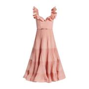 Zimmermann Rosa Pink V-ringad Puff Ärm Klänning Pink, Dam