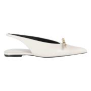 Lanvin Platt Slingback Båge Skor White, Dam