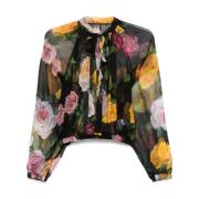 Dolce & Gabbana Svart elastisk topp med V-ringning Multicolor, Dam