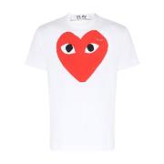 Comme des Garçons Play Vit T-shirt med rött hjärttryck White, Herr