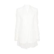 Sportmax Vit Silke Lagers Jacka med Organza Overlay White, Dam