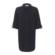 Kaffe Midnight Marine Skjorta Tunika Top Black, Dam