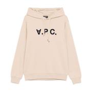 A.p.c. Beige Dark Navy Hoodie Standard Beige, Dam