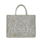 Versace Barocco Print Athena Handväska med Monogram Beige, Dam