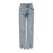 Only Ljusblå Baggy Bomulls Jeans Blue, Dam