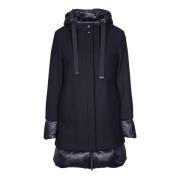 Herno Svart ull nylon kappa Black, Dam