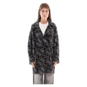 Pinko Monogram Faux Fur Coat Gray, Dam