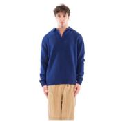 Seven Gauge Polo Lambswool Sweater Blue, Herr