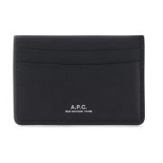 A.p.c. Marinblått läderkorthållare Blue, Herr