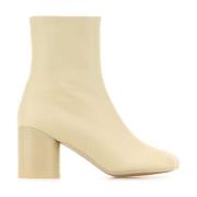 MM6 Maison Margiela Ivory läder ankel stövlar 7cm klack Beige, Dam