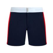 Vilebrequin Färgblock stretch badshorts med platt midja för män Blue, ...