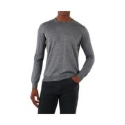 Gran Sasso Ull Silk Crew Neck Sweater Gray, Herr