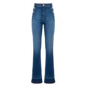 Nenette Hög Midja Bootcut Jeans Blå Blue, Dam