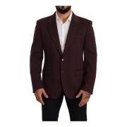 Dolce & Gabbana Indigo Slim Fit Blazer med Logo Detaljer Purple, Herr