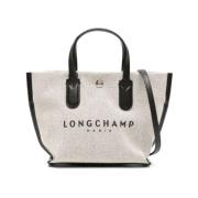 Longchamp Canvas Logo Print Axelväska Beige, Dam