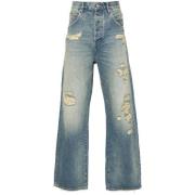 Purple Brand Indigo Blå Distressed Denim Jeans Blue, Herr