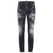 Dsquared2 Svart Distressed Skinny Cut Denim Jeans Black, Herr