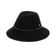 Helen Kaminski Svart filt Fedora Hatt med Logo Plaque Black, Dam