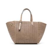 Anya Hindmarch Beige Getskinn Vävd Trapezväska Beige, Dam