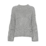 Twinset Paljettdekorerad Crew Neck Sweater Gray, Dam