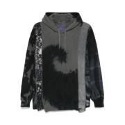 Needles Abstrakt Patchwork Hoodie Sweatshirt Gray, Herr