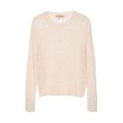 Twinset Rosa Stickad Tröja med Virkade Detaljer Beige, Dam