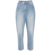 Dolce & Gabbana Indigo Blue Denim Logo Patch Jeans Blue, Dam