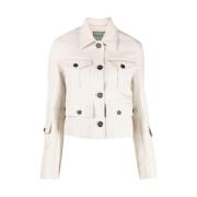 Durazzi Milano Ivory Vit Kort Jacka Beige, Dam