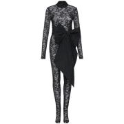 Rebecca Vallance Svart Spets Jumpsuit med Oversize Båge Black, Dam