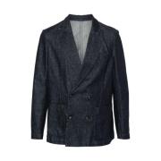 Cruna Indigo Denim Jacka med Peak Revers Blue, Herr