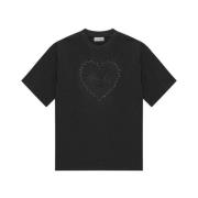 Ganni Broderad Slogan Bomull T-shirt Black, Dam