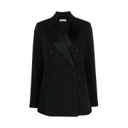 Antonelli Firenze Stickad dubbelknäppt blazer Black, Dam