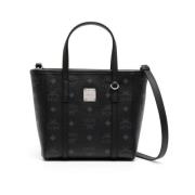 MCM Canvas Läder Tote Väska Svart Black, Dam