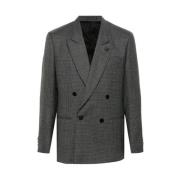 Lardini Grå Ull Houndstooth Stickad Jacka Gray, Herr