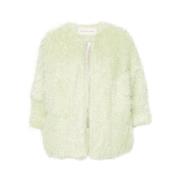 Dries Van Noten Grön Ull-Mohair Faux-Fur Kokongjacka Green, Dam