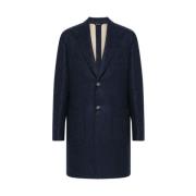 Gabo Napoli Navy Blue Wool Blend Coat Blue, Herr