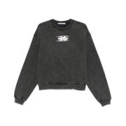 T by Alexander Wang Grå Blade Logo Sweatshirt Gray, Dam