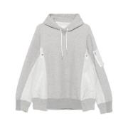 Sacai Ljusgrå Hoodie med Dragkedjeficka Gray, Herr