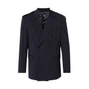 Family First Midnight Blue Pinstripe Double-Breasted Jacket Blue, Herr