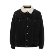 Isabel Marant Svart Denimjacka med Shearlingfoder Black, Herr