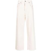 R13 D'Arcy Paint-Splatter Lösa Jeans Beige, Herr