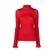 Salvatore Ferragamo Röd Mohair Roll-Neck Sweater Red, Dam