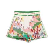 Alemais Illustration-stil Linne Shorts Multicolor, Dam