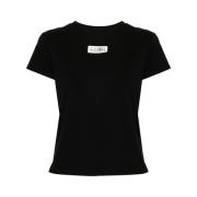 MM6 Maison Margiela Svart Bomull Jersey Crew Neck T-shirt Black, Dam