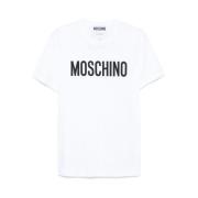 Moschino Vit Crew Neck Kortärmad Skjorta White, Herr