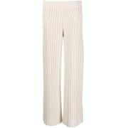 Fabiana Filippi Ivory Vit Ribbstickad Bredbyxa White, Dam