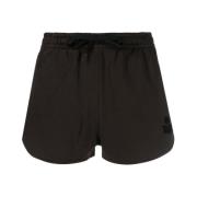 Isabel Marant Étoile Logo Print Bomulls Mini Shorts Black, Dam