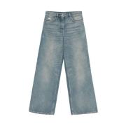 Courrèges Ljusblå Denim Wide Leg Jeans Blue, Dam