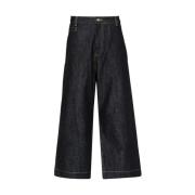 Studio Nicholson Indigo Blå Wide Leg Denim Byxor Black, Herr